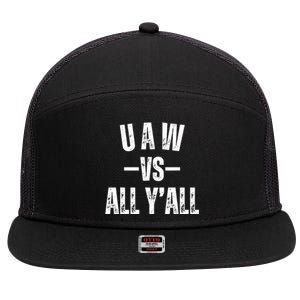 Uaw Strike Red United Auto Workers Picket Sign Design 7 Panel Mesh Trucker Snapback Hat