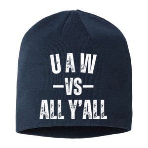 Uaw Strike Red United Auto Workers Picket Sign Design Sustainable Beanie