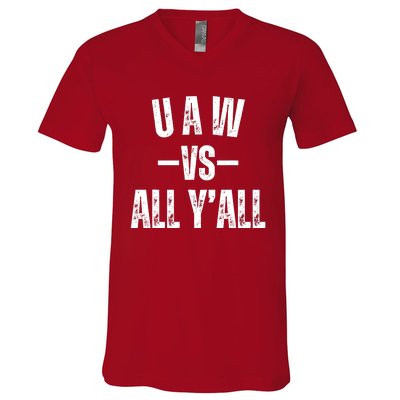 Uaw Strike Red United Auto Workers Picket Sign Design V-Neck T-Shirt