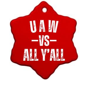 Uaw Strike Red United Auto Workers Picket Sign Design Ceramic Star Ornament