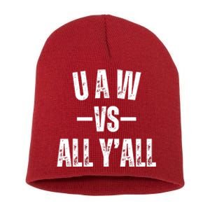 Uaw Strike Red United Auto Workers Picket Sign Design Short Acrylic Beanie