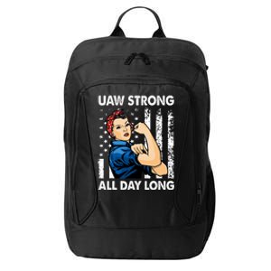 UAW Strike Red United Auto Workers Picket Sign America Flag City Backpack