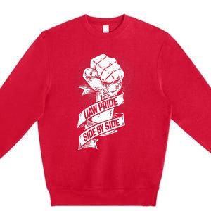 UAW Strike Red United Auto Workers Picket Sign Premium Crewneck Sweatshirt