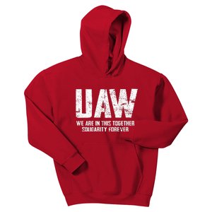 UAW Strike Red United Auto Workers Union UAW Strong Kids Hoodie