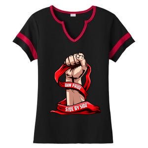 Uaw Strike Red United Ladies Halftime Notch Neck Tee