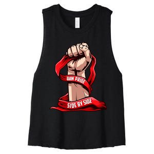 Uaw Strike Red United Women's Racerback Cropped Tank