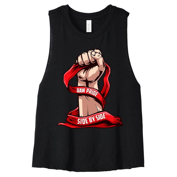 Uaw Strike Red United Women's Racerback Cropped Tank