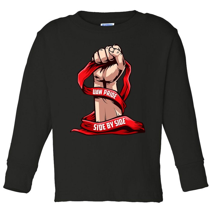 Uaw Strike Red United Toddler Long Sleeve Shirt