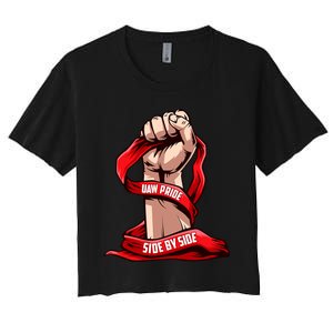 Uaw Strike Red United Women's Crop Top Tee