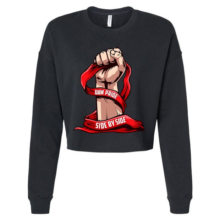 Uaw Strike Red United Cropped Pullover Crew