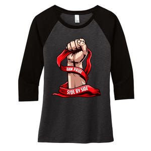 Uaw Strike Red United Women's Tri-Blend 3/4-Sleeve Raglan Shirt