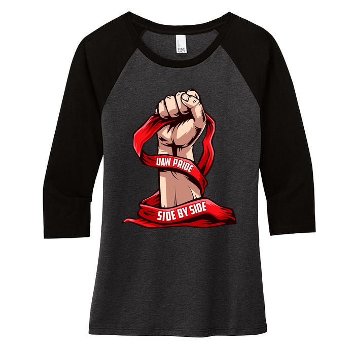 Uaw Strike Red United Women's Tri-Blend 3/4-Sleeve Raglan Shirt