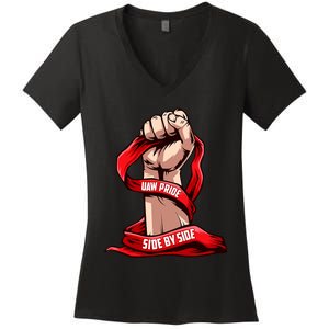 Uaw Strike Red United Women's V-Neck T-Shirt