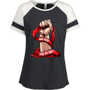 Uaw Strike Red United Enza Ladies Jersey Colorblock Tee