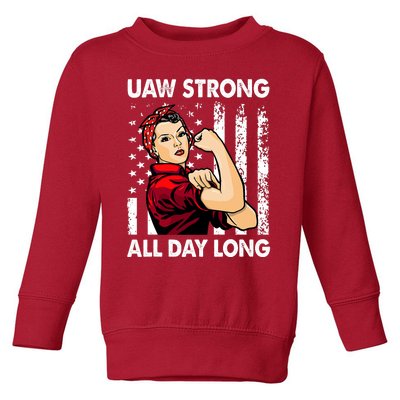 UAW Strike Red United Auto Workers Picket Sign America Flag Toddler Sweatshirt