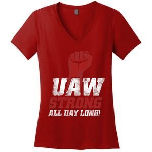 UAW Strike Red Tee_ United Auto Workers Union UAW Strong Trending Design Women's V-Neck T-Shirt