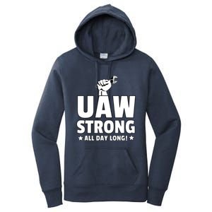 UAW Strike Red United Auto Workers Union UAW Strong Design Women's Pullover Hoodie