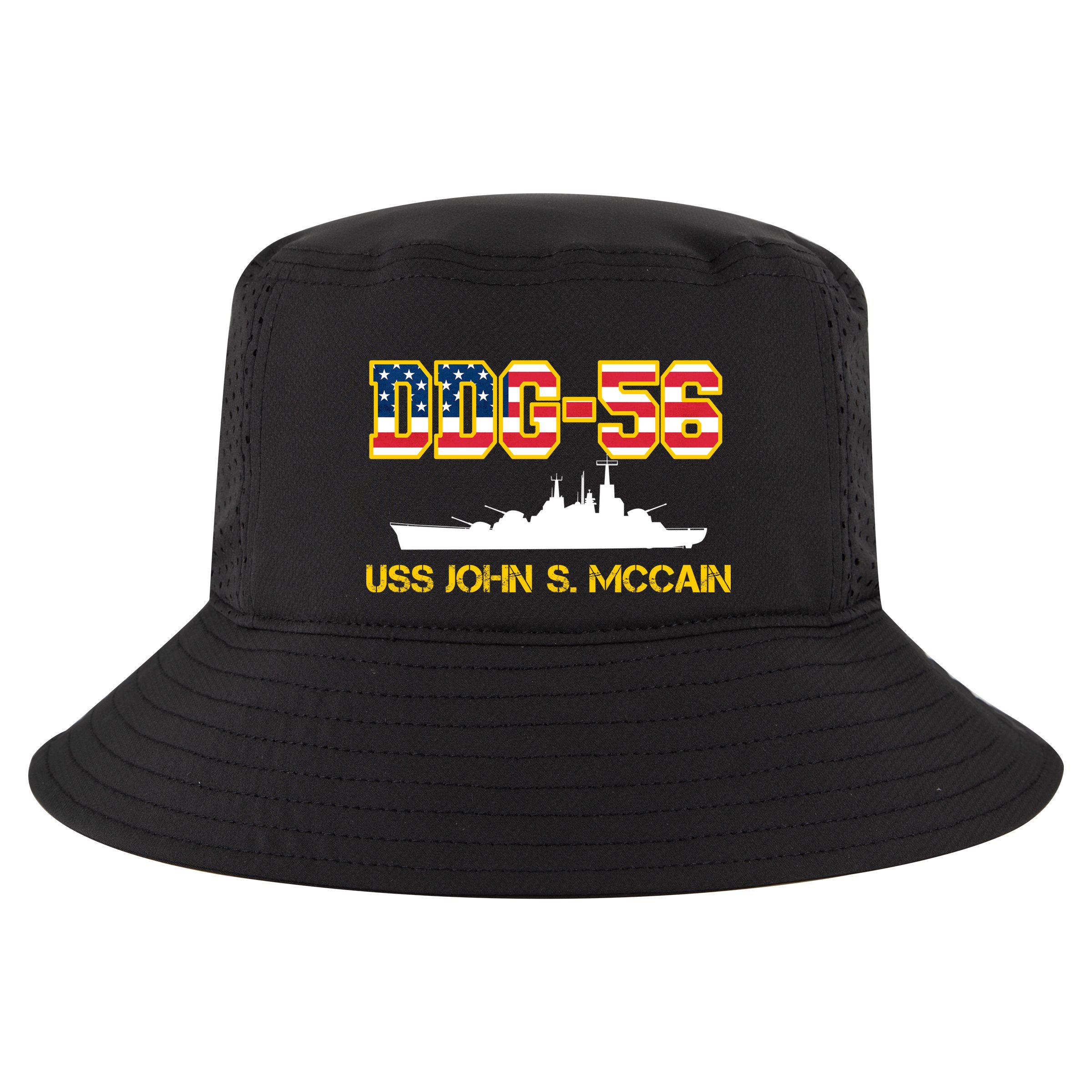 USS John McCain DDG-56 USA Flag Cool Comfort Performance Bucket Hat