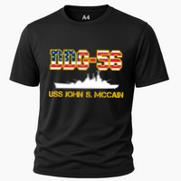 USS John McCain DDG-56 USA Flag Cooling Performance Crew T-Shirt