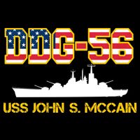 USS John McCain DDG-56 USA Flag Cooling Performance Crew T-Shirt