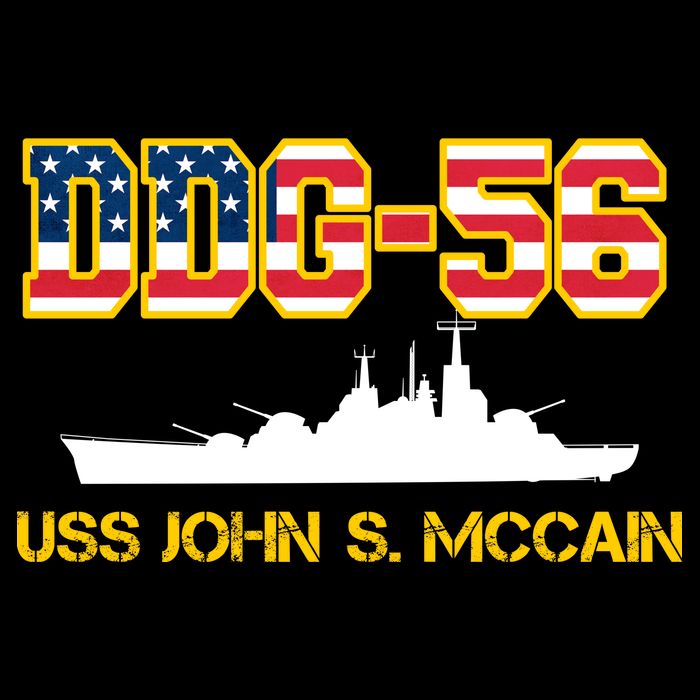 USS John McCain DDG-56 USA Flag Cooling Performance Crew T-Shirt