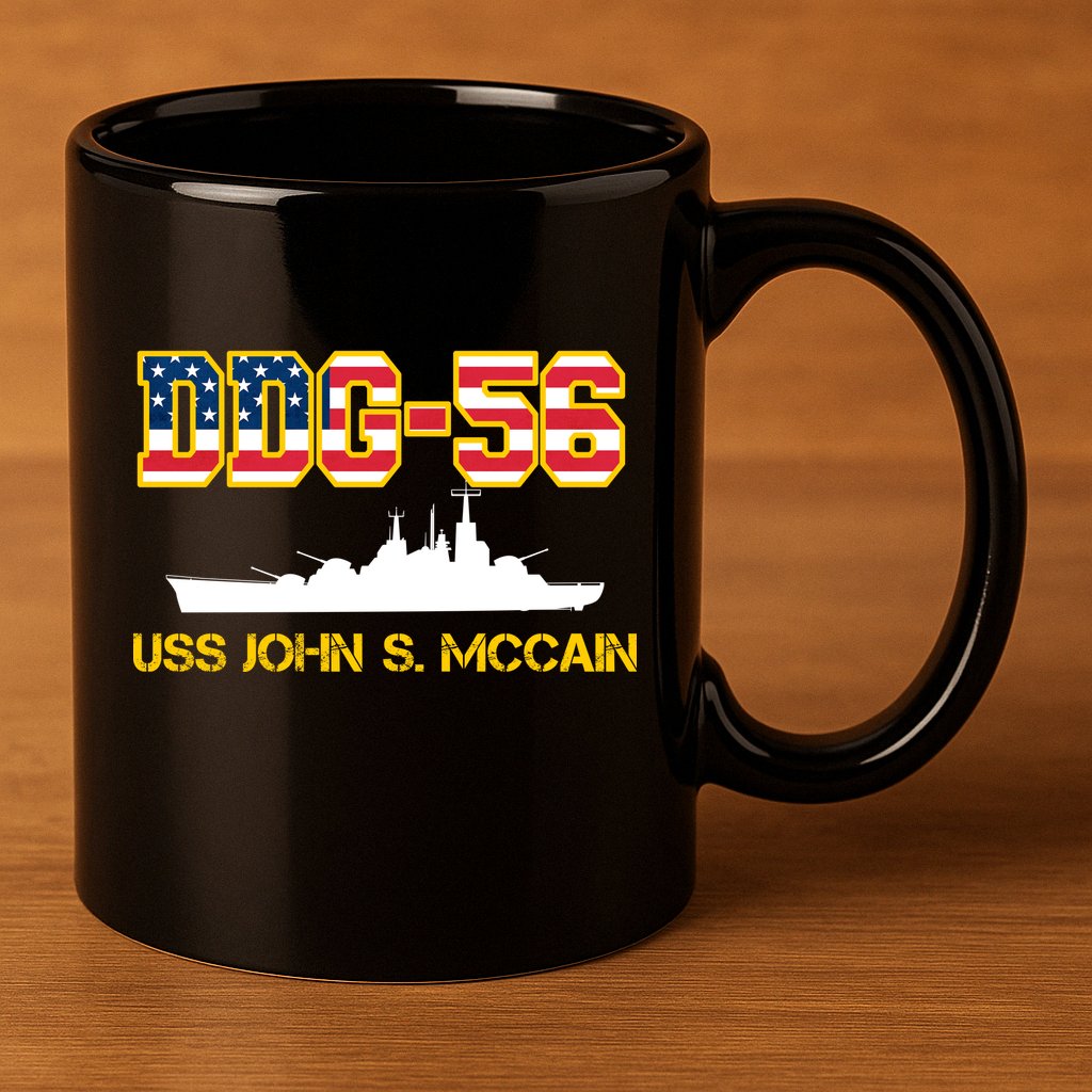 USS John McCain DDG-56 USA Flag 11oz C Handle Ceramic Mug