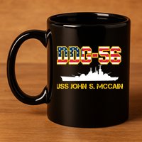 USS John McCain DDG-56 USA Flag 11oz C Handle Ceramic Mug