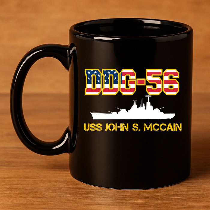 USS John McCain DDG-56 USA Flag 11oz C Handle Ceramic Mug