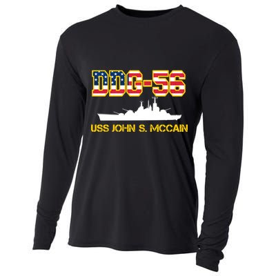 USS John McCain DDG-56 USA Flag Cooling Performance Long Sleeve Crew