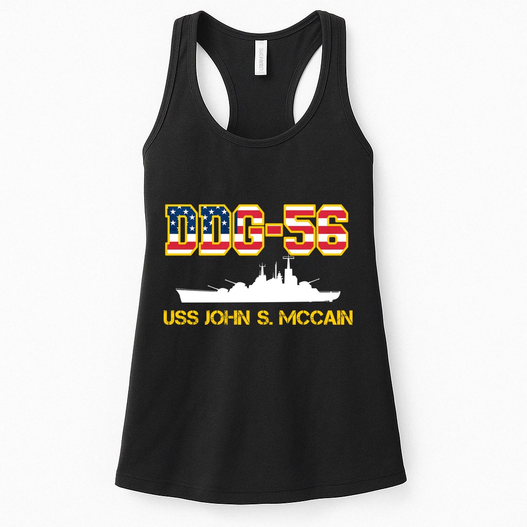 USS John McCain DDG-56 USA Flag Womens Tank Top