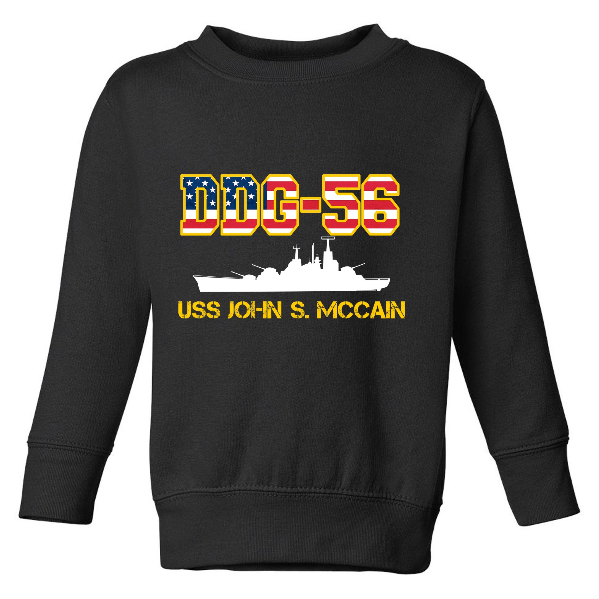 USS John McCain DDG-56 USA Flag Toddler Sweatshirt