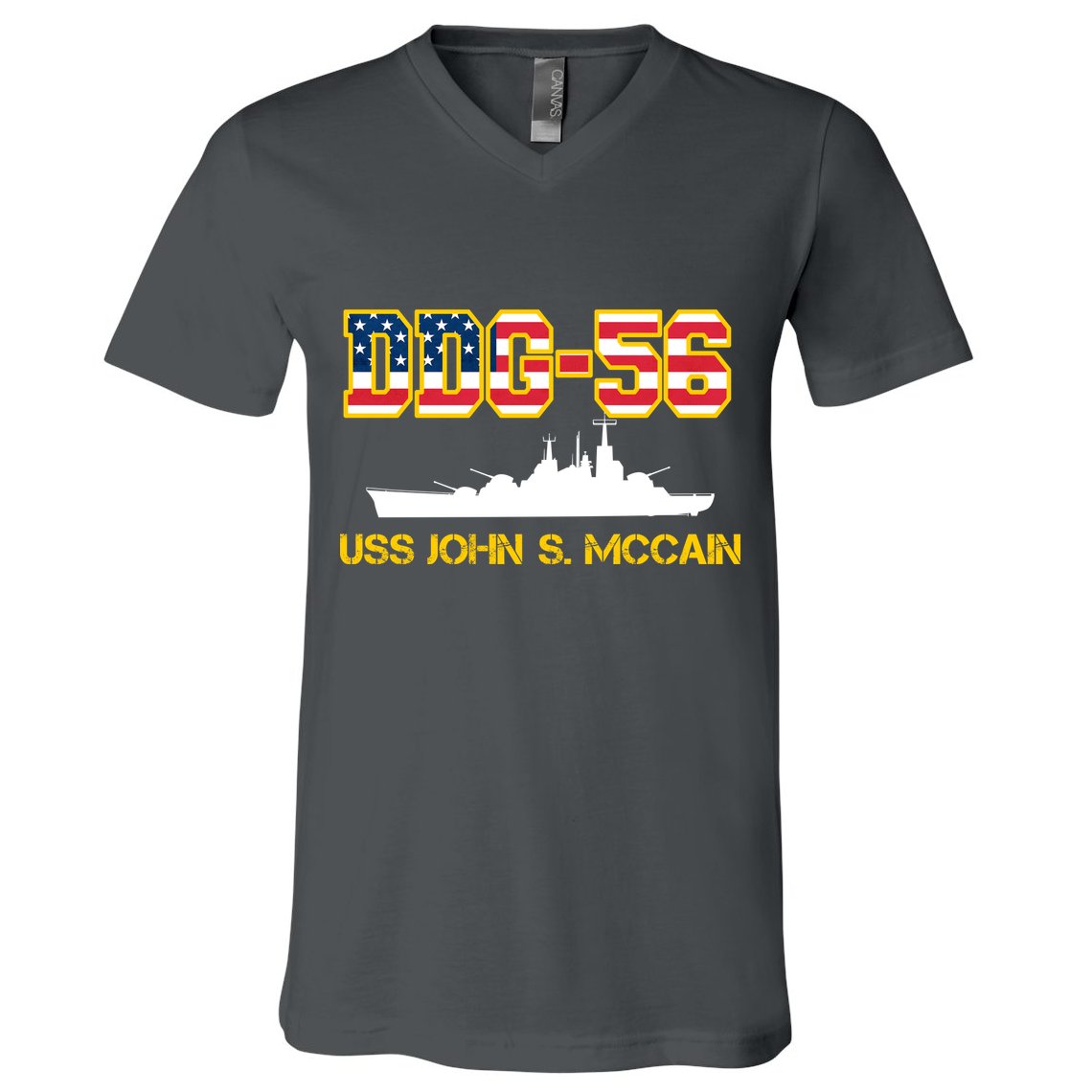 USS John McCain DDG-56 USA Flag V-Neck T-Shirt
