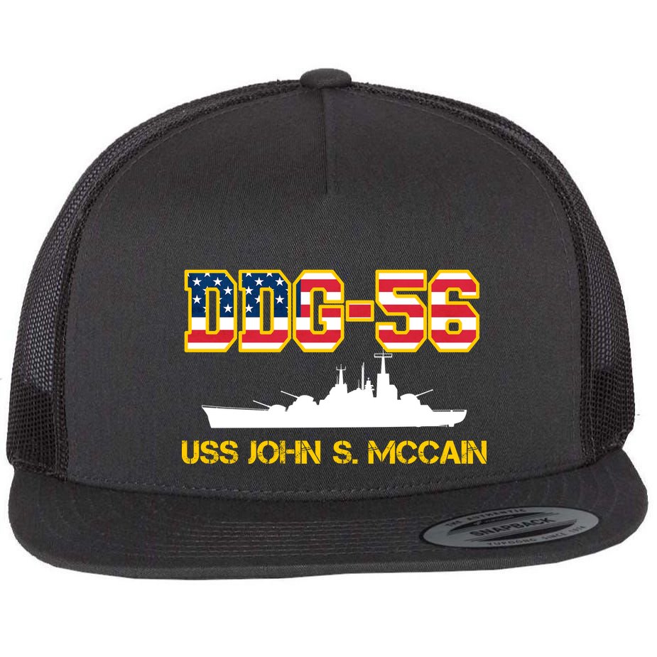 USS John McCain DDG-56 USA Flag Flat Bill Trucker Hat