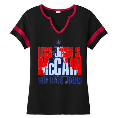 USS John S. McCain Big Bad John Ladies Halftime Notch Neck Tee