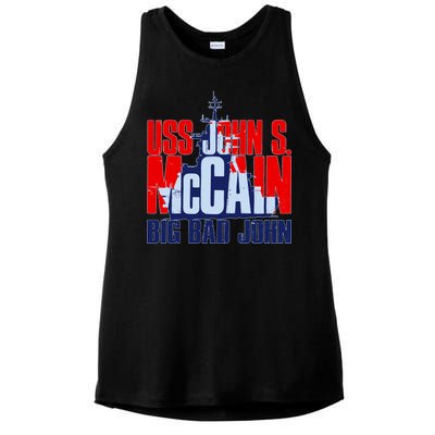 USS John S. McCain Big Bad John Ladies PosiCharge Tri-Blend Wicking Tank