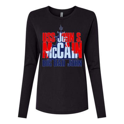 USS John S. McCain Big Bad John Womens Cotton Relaxed Long Sleeve T-Shirt