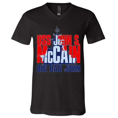 USS John S. McCain Big Bad John V-Neck T-Shirt