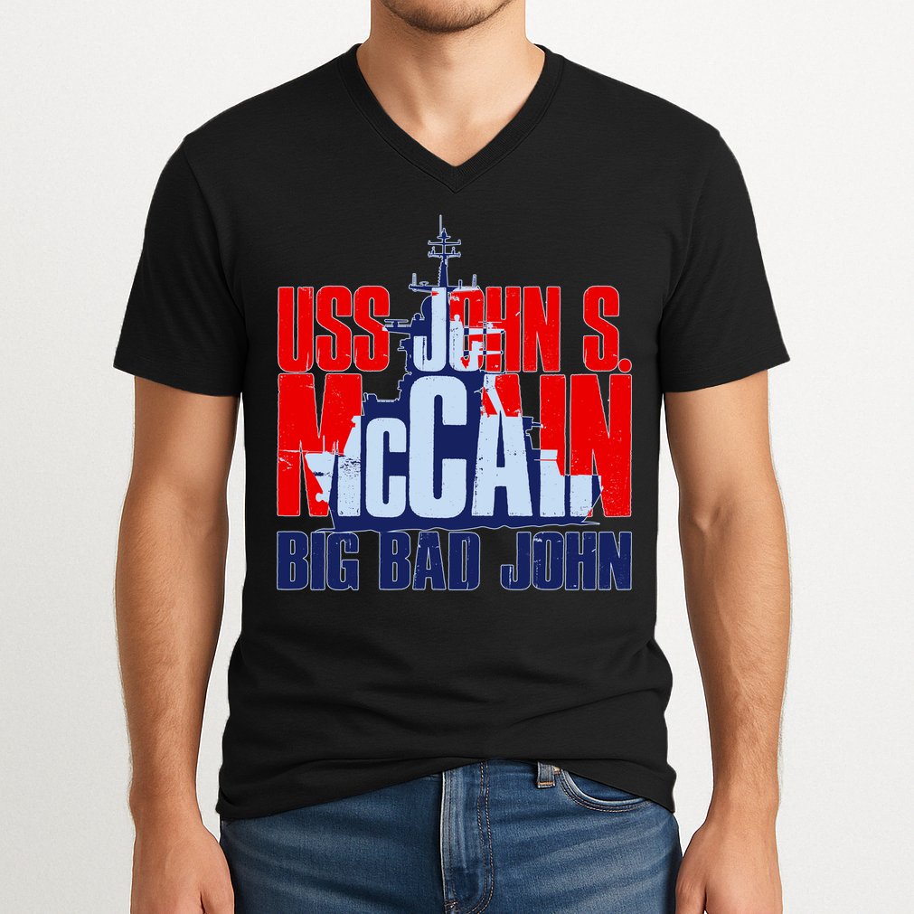 USS John S. McCain Big Bad John V-Neck T-Shirt