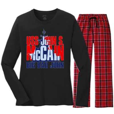 USS John S. McCain Big Bad John Women's Long Sleeve Flannel Pajama Set 