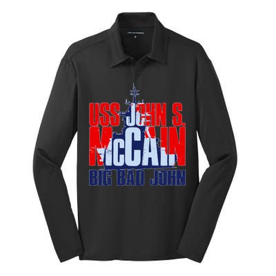 USS John S. McCain Big Bad John Silk Touch Performance Long Sleeve Polo