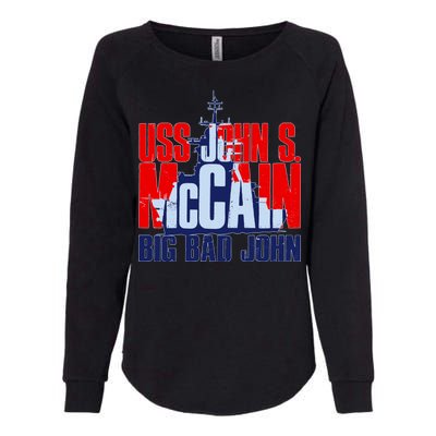 USS John S. McCain Big Bad John Womens California Wash Sweatshirt