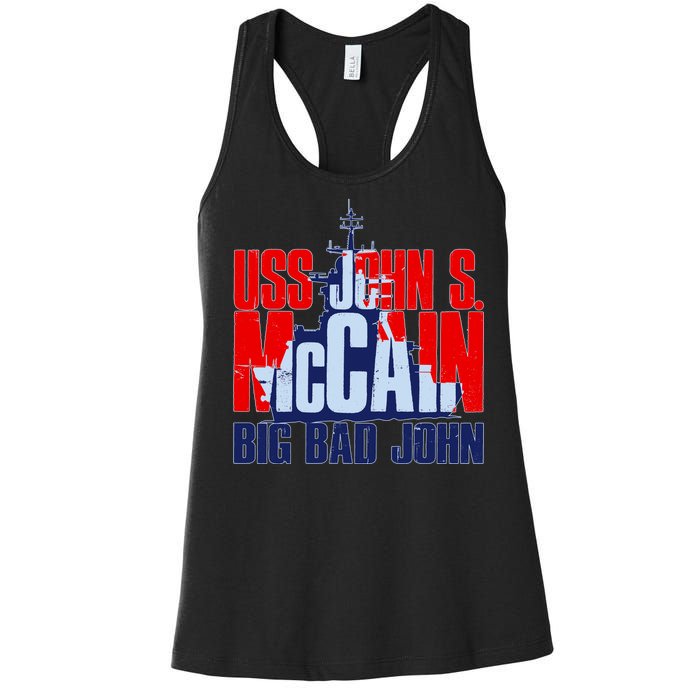 USS John S. McCain Big Bad John Women's Racerback Tank