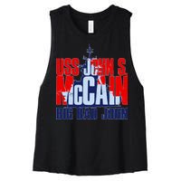 USS John S. McCain Big Bad John Women's Racerback Cropped Tank