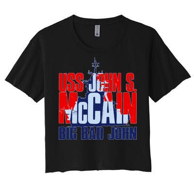 USS John S. McCain Big Bad John Women's Crop Top Tee