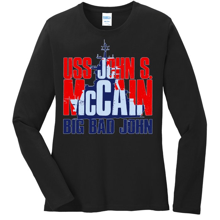 USS John S. McCain Big Bad John Ladies Long Sleeve Shirt