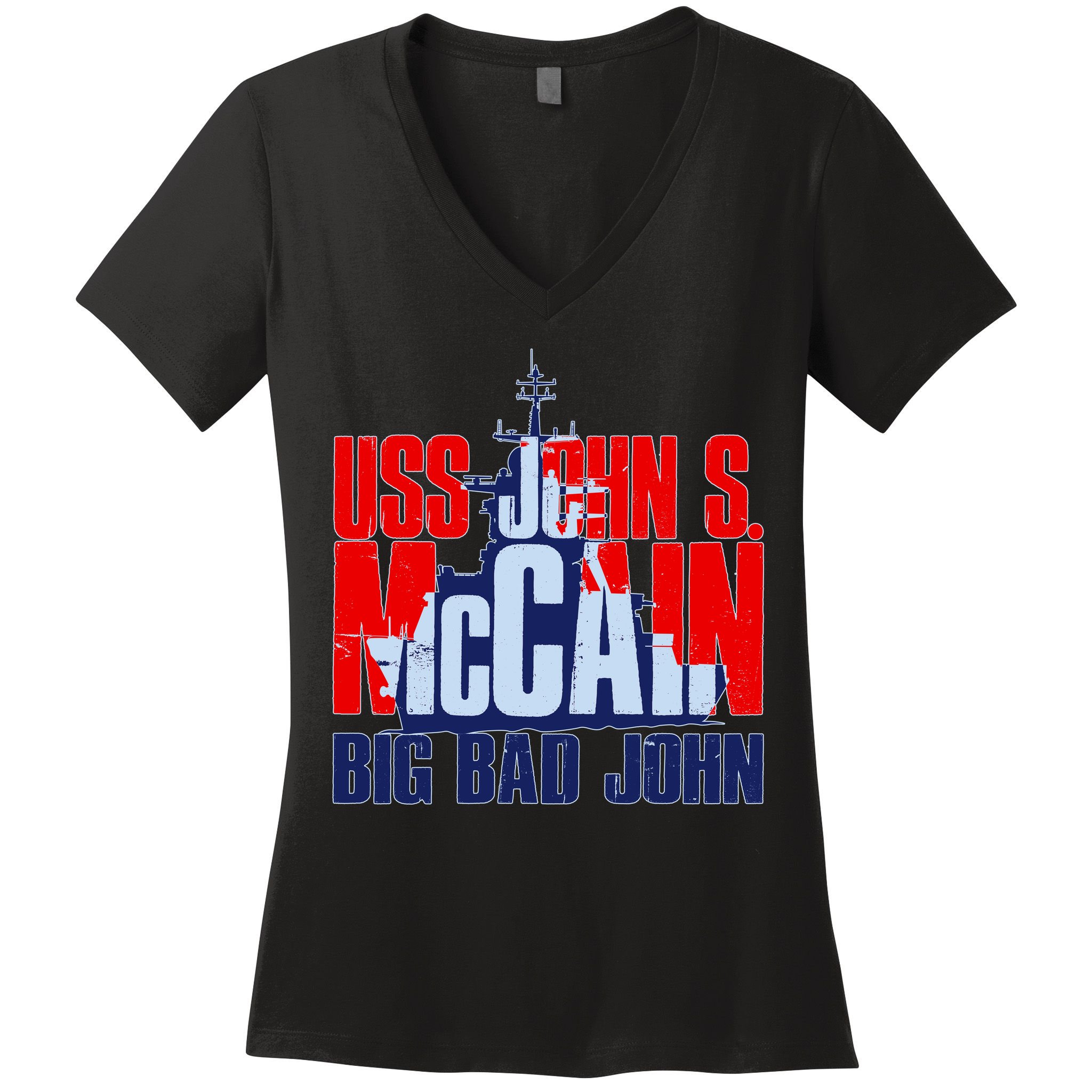 USS John S. McCain Big Bad John Women's V-Neck T-Shirt