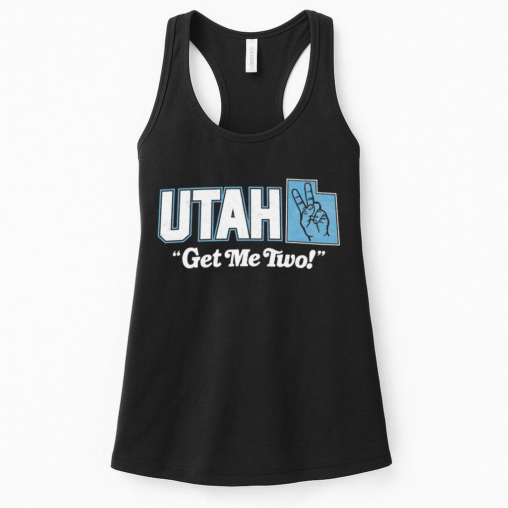 UTAH state slogan get me two finger hand retro 90s action Womens Tank Top