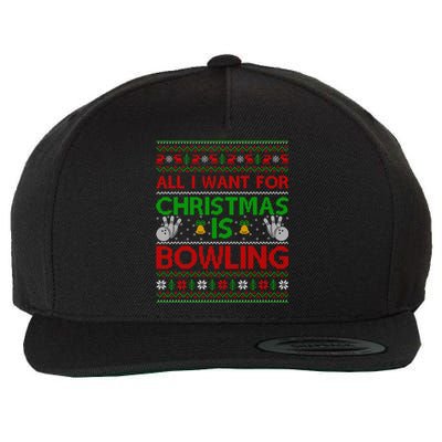 Ugly Sweater Style All I Want For Christmas Is Bowling Xmas Gift Wool Snapback Cap