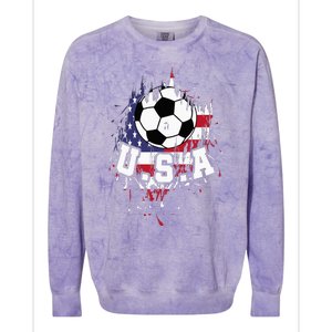 United States Soccer American Football USA Futbol Colorblast Crewneck Sweatshirt