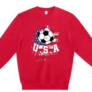 United States Soccer American Football USA Futbol Premium Crewneck Sweatshirt